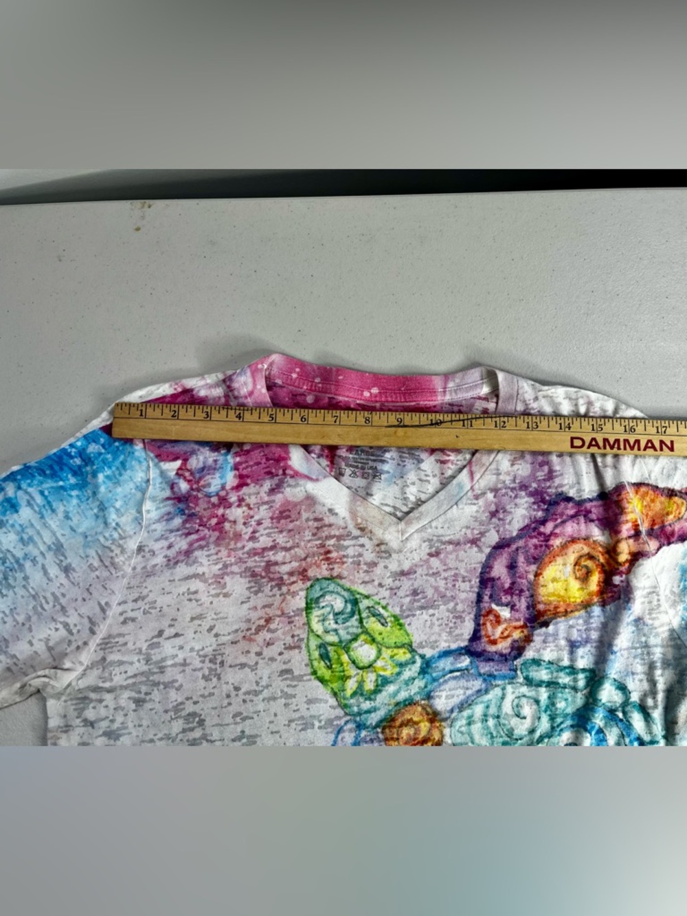 Blue 84 White Tee with Multicolor Sea Turtle Graphic - Picture 5 of 5